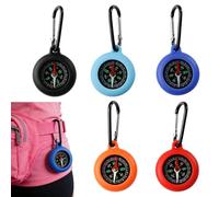 Ousuwo Paquete de 5 brújula para niños al aire libre con llavero, brújula de bolsillo de silicona con llavero, mosquetón portátil para senderismo, camping, montañismo