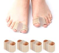 Ousuwo Separador de dedos para corrección de hallux valgus, diseño de doble agujero, corrector de juanetes de 1,5 cm, espaciador de dedos de tela beige, bucles de alineación lavables para hombres y