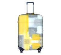 OUSXC Funda protectora para maleta, diseño de arte abstracto gris y amarillo, adecuada para equipaje de entre 45 y 81 cm, Blanco, M