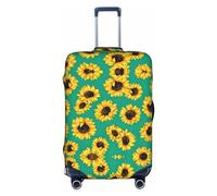 OUSXC Funda protectora para maleta, diseño de girasoles de primavera y flores, adecuada para equipaje de entre 45 y 81 cm, Blanco, M
