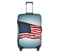 OUSXC La funda protectora para maleta con diseño de bandera estadounidense es adecuada para equipaje de entre 45 y 81 cm, Blanco, L