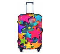 OUSXC La funda protectora para maleta con diseño de estrellas arcoíris es adecuada para equipaje de entre 45 y 81 cm, Blanco, M