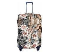 OUSXC La funda protectora para maleta con diseño de leopardo y flores rojas es adecuada para equipaje de entre 45 y 81 cm, Blanco, M
