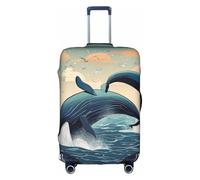 OUSXC La funda protectora para maleta de carrito de ballenas saltan en el mar es adecuada para equipaje de entre 45 y 81 cm, Blanco, XL