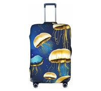 OUSXC La funda protectora para maleta de carrito de medusas azules y doradas es adecuada para tamaños de equipaje de entre 45 y 81 cm, Blanco, XL