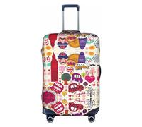 OUSXC La funda protectora para maleta de periódico escolar en inglés es adecuada para equipaje de entre 45 y 81 cm, Blanco, S