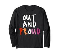 out and Proud Lesbian Gay Pride Month Flag LGBTQ Saliendo Manga Larga