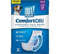 OUT! Envolturas desechables y absorbentes para perros machos con ajuste a prueba de fugas (paquete de 12)