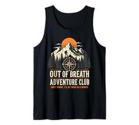 out of Breath Adventure Club Divertido Senderismo Amante de la montaña Camiseta sin Mangas