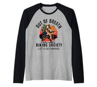 out of Breath Hiking Society Funny Big Foot Hiker Camiseta Manga Raglan