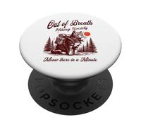 out of Breath Hiking Society Funny Cat Hiker PopSockets PopGrip Adhesivo