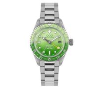 Out of Order AFTER 8 GMT Automático Acero Negro Verde Fecha Zafiro Reloj Hombre, plateado