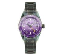 Out of Order Dark Violet GMT Automático Acero Púrpura Fecha Zafiro Reloj Envejecido Hombre, plateado, Pulsera
