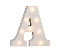 Out of the blue 57/6074 - Letra de madera «A», iluminada con 8 luces led, funciona con pilas, aprox. 16 cm