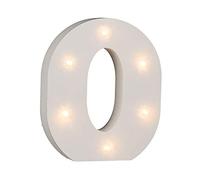 Out of the blue 57/6088 - Letra de madera «O», iluminada con 6 luces led, funciona con pilas, aprox. 16 cm