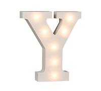 Out of the blue 57/6098 - Letra de madera «Y», iluminada con 7 luces led, funciona con pilas, aprox. 16 cm