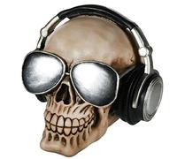 Out of the blue 78/5736 - Caja de dinero de poliresina, cráneo con auriculares y gafas de sol, circa 16 cm x 13 cm