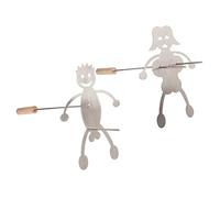 Out of the blue Brochetas para barbacoa de hombre y mujer, con asas de madera, juego de 2 unidades