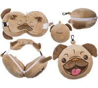 Out of the blue Cojín de viaje de felpa para niños, con máscara de ojos, carlino, aprox. 14 x 18 x 9,5 cm