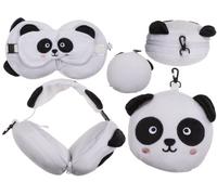 Out of the blue Cojín de Viaje de Peluche con máscara de Ojos Panda, Aprox. 12 x 15,5 x 10 cm