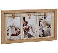 Out of the blue Marco Cuerda y 3 Mini Pinzas de Madera, Natural, Aprox. 24 x 43 cm, Tela, Marrón