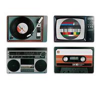 Out of the blue nostalgic HIFI elementos manteles individuales, polipropileno, multicolor, 44 x 29 cm, pack de 4, surtido: modelos/colores aleatorios