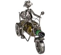 Out of the blue Portabotellas de Metal, diseño de Motorista, Aprox. 30 x 21 cm, Ideal como decoración y Paquete de Regalo, Multicolor