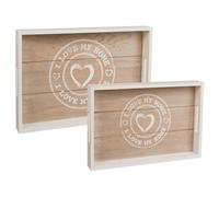 Out of the blue Set de 2 Bandejas de Madera Gris 144194 30 x 20 cm