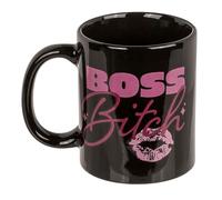 Out of the blue Taza Boss Bitch negro/rosa, 100% cerámica, capacidad de 325 ml.