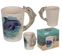 Out of the blue Taza de cerámica con diseño de delfín de 11 x 8,5 cm, 300 ml, en caja de regalo