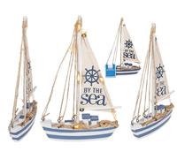 Out of the blue Velero de Madera con 7 Luces LED, Aprox. 25 x 16 x 4 cm, Pilas Incluidas