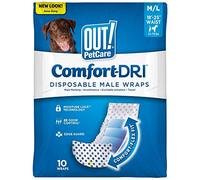 OUT! Pañales Desechables para Perros Machos, Absorbentes con Ajuste a Prueba de Fugas M/L - Paquete de 10