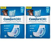 OUT! Pañales Desechables para Perros Machos, Absorbentes con Ajuste a Prueba de Fugas M/L - Paquete de 20