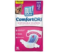 Out! Pañales para Perros Femeninos Desechables Y Absorbentes con Ajuste A Prueba De Fugas (Paquete De 16) Extra Pequeño, XS-Small