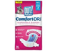 OUT! Pañales para Perros Femeninos Desechables Y Absorbentes con Ajuste A Prueba De Fugas (Paquete De 14) Medio/Grande, M-L
