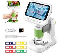 OUTACT Microscopio Portátil para Niños, 4.3 IPS Pantalla Microscopio Digital 50-1000X, con 8 LED, Soporte para Foto y Video, Juguetes Educativos Stem para Regalo Noël para Niños de 4-12 Años