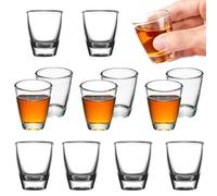 OUTALIZ 12 PCS Vasos De Chupito, Vaso de Vino en Forma de Huevo, Vaso de Vidrio Templado, con Base Gruesa, Apto Para Lavavajillas, Vasos de Chupito Transparentes, Para Fiesta, Club, Bar, Beber