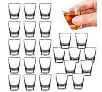 OUTALIZ 24 PCS Vasos De Chupito, Vasos de Chupito de 35 ml, Vaso de Vidrio Templado, Vaso Para Beber Directamente, con Base Gruesa, Para Aguardiente, Vodka, Ouzo, Sambuca, Apto para Lavavajillas