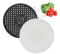 OUTALIZ Alfombrilla Redonda Para Fregadero, Alfombrillas De Goma, Escurreplatos Redondos, Alfombrillas De Desagüe Para Fregaderos De Cocina, 2 Piezas, 31 X 31 Cm, Blanco Y Negro