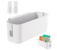 OUTALIZ Cestas de Almacenamiento Cama Colgando, Colgador de Mesilla de Noche con 2 Ganchos Desmontables, Organizador de Cama Colgante, Cesta de Almacenaje para Colgar de Plástico, para Familia(Blanco)