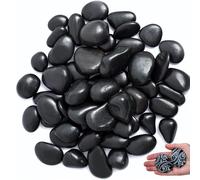 OUTALIZ Guijarros, Piedras de Río, Guijarros Pulidos para Manualidades, Piedras Decorativas para Jardín, para Peceras, Decoración del Hogar, Manualidades, Proyectos Artísticos 4-8 cm, 1 kg(Negro)