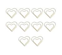 Outanaya 10 Clips Metálicos Dorados Abrazaderas de Papel Resistentes de Hierro Forma de Corazón Ideales como Marcapáginas Decorativos para Oficina y Hogar