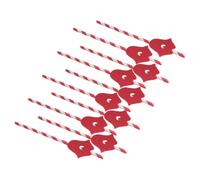 Outanaya 20 Pajitas Decorativas de Papel Forma de Labios Rojos para Fiestas de San Valentín, Accesorio Creativo y Único para Bar y Tienda de Bebidas