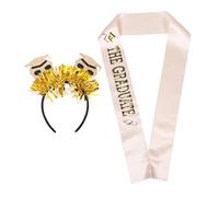 Outanaya 2piezas Diadema y Sash De Graduación Sombrero De Licenciatura Accesorios De Fiesta Para Celebraciones De Graduación Conjunto De Borlas De Satinado y Diseño Elegante Para Fotos