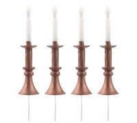 Outanaya 4 Candelabros Mini Portavelas de Mesa de Arena Modelo de Lámpara Decorativa en Color Cobre Antiguo 4 Mini Velas Blancas de Cera Luz Cálida y Escenas