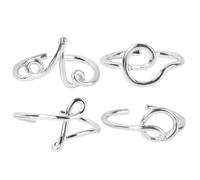 Outanaya 4 piezas Anillos de Letras Abiertos para Mujer de Love Plata Diseño Elegante y Moderno Joyería Femenina para Fiestas y Uso Diario