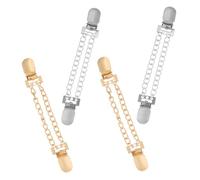 Outanaya 4 Piezas Clips para Cardigan con Cadena Metálica Vintage Broches Ajustables para Suéter y Vestidos Accesorios de Moda para Mujer Cierre Seguro y Estilizado