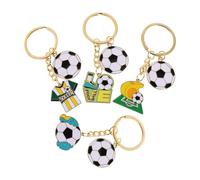 Outanaya 4 Piezas Llavero Conmemorativo para Souvenirs de Cumpleaños y Regalos para Aficionados en Aleación, Diseño de Balón de Fútbol, Portátil y Estilizado de Copa de Fútbol Adecuado