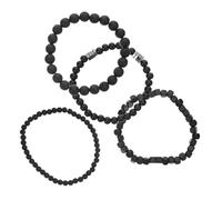 Outanaya 4 Piezas Pulsera de Platillo Volante para Hombre Pulsera de Cadena Negra con Gemas y Circonitas Joyas Punk para Motociclista para Usar Fiesta o Diario