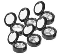 Outanaya 6 Estuches Redondos Recargables de Plástico Negro para Sombra de Ojos y Maquillaje, Diseño Único y Tamaño Mini, Fáciles de Llevar para Niñas y Conciertos Varios estilos